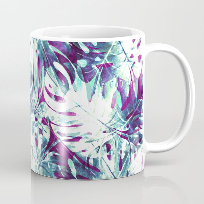 Abstract Leaf Monstera Violet Coffee Mug