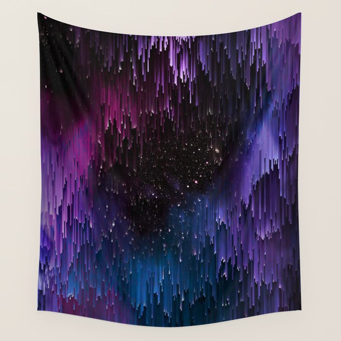 Ultra Violet Glitch Galaxy Wall Tapestry