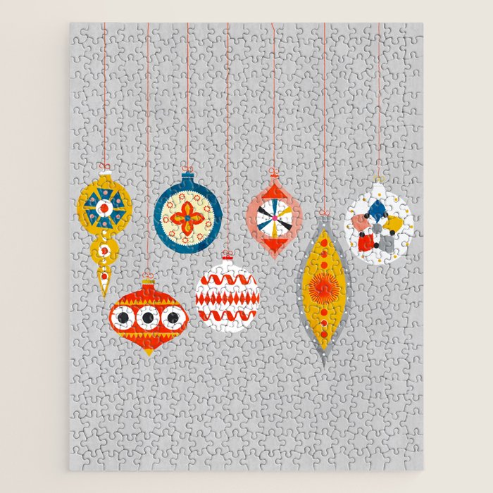 Christmas Retro Baubles No3 Jigsaw Puzzle
