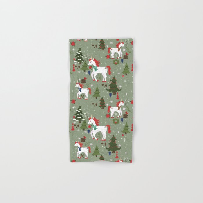 Christmas Winter Unicorn Pattern Bath Towel