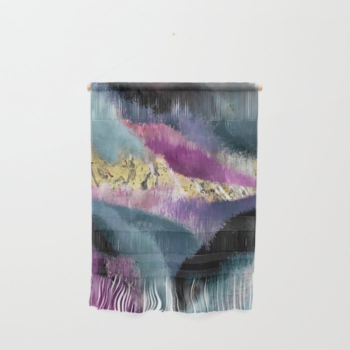 Gemini: A Vibrant, Colorful Abstract Piece In Gold, Purple, Blue, Black, And White Wall Hanging