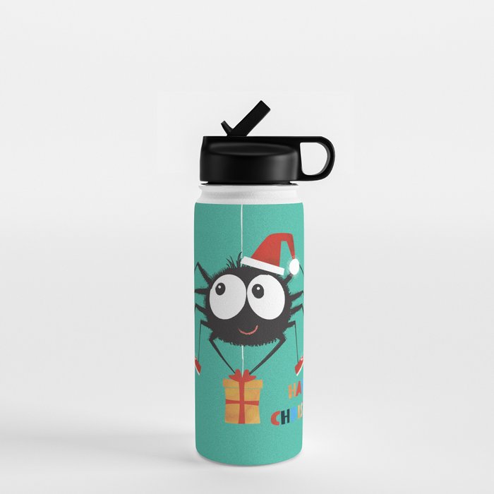 Happy Christmas Santa Spider Water Bottle