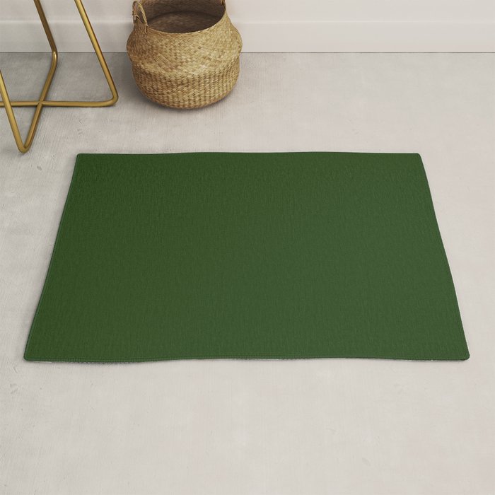 Solid Dark Forest Green Simple Solid Color All Over Print Rug