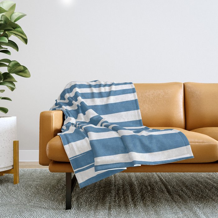 Ocean Stripes, Abstract, Blue And White, Striped Pattern Throw Blanket