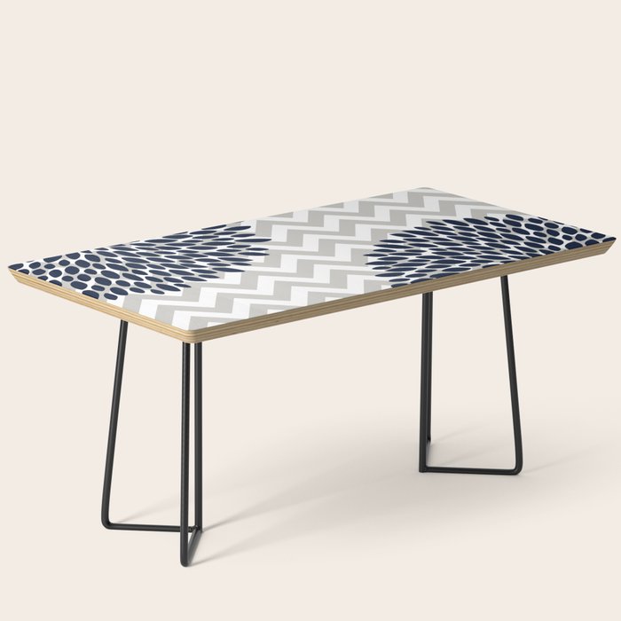 Chevron Floral Modern Navy And Grey Coffee Table