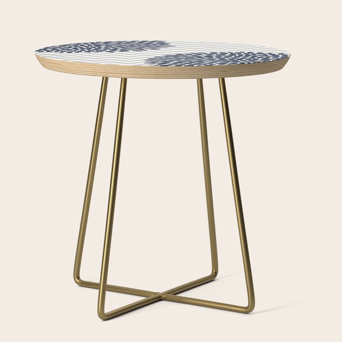 Chevron Floral Modern Navy And Grey Side Table