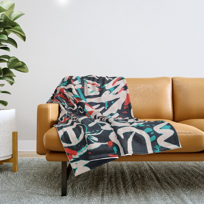 Street Art Pattern Graffiti Post Throw Blanket