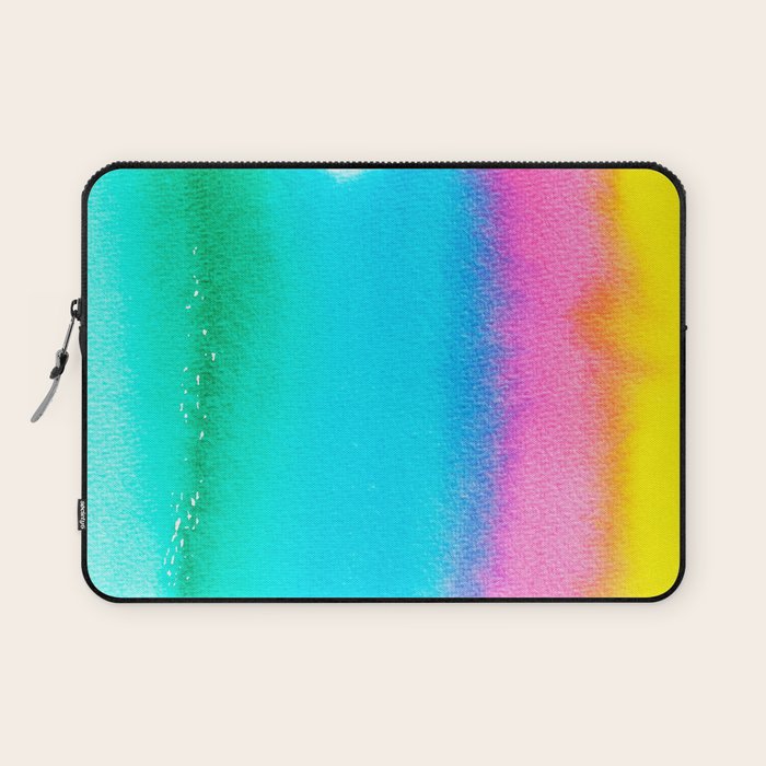 Rainbow, Watercolor Painting Abstract Colorful Fun, Urban Eclectic Contemporary Party Bohemian Laptop Sleeve
