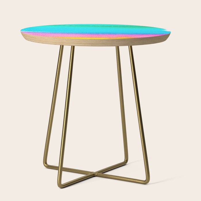 Rainbow, Watercolor Painting Abstract Colorful Fun, Urban Eclectic Contemporary Party Bohemian Side Table