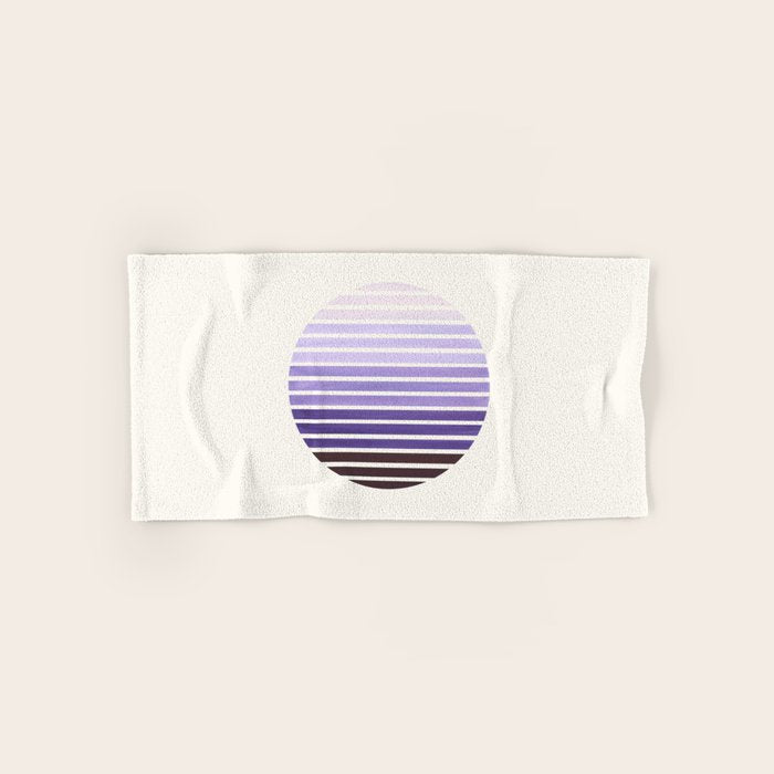 Purple Mid Century Modern Minimalist Scandinavian Colorful Stripes Geometric Pattern Round Circle Fr Bath Towel