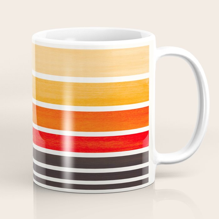 Orange Minimalist Watercolor Mid Century Staggered Stripes Rothko Color Block Geometric Art Coffee Mug