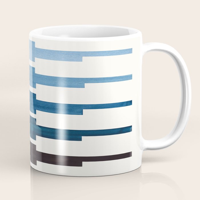 Mid Century Minimalist Ancient Aztec Inca Geometric Pattern Watercolor Blue Green Colorful Gouache P Coffee Mug
