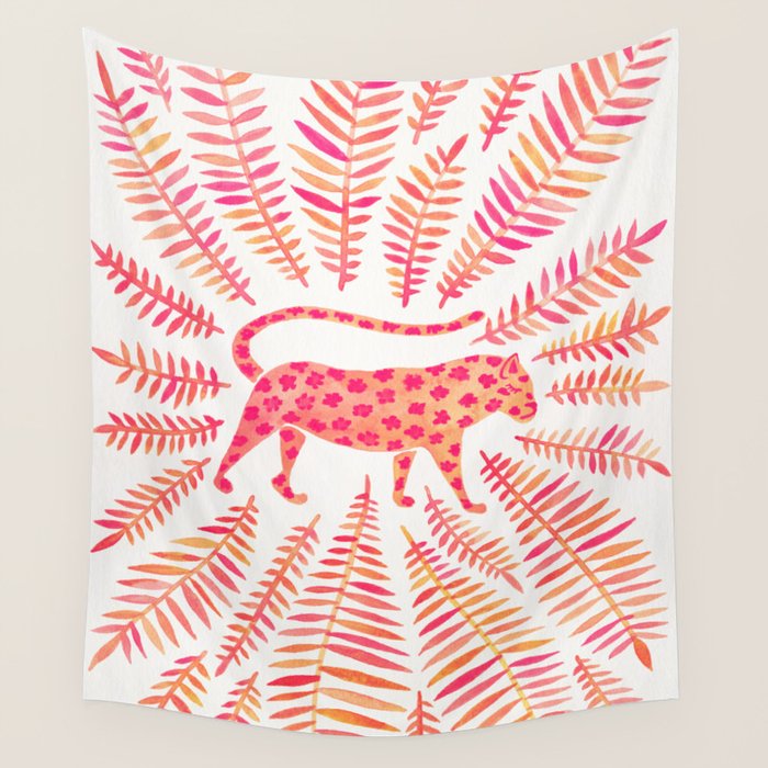 Jaguar - Pink Ombrã© Palette Wall Tapestry