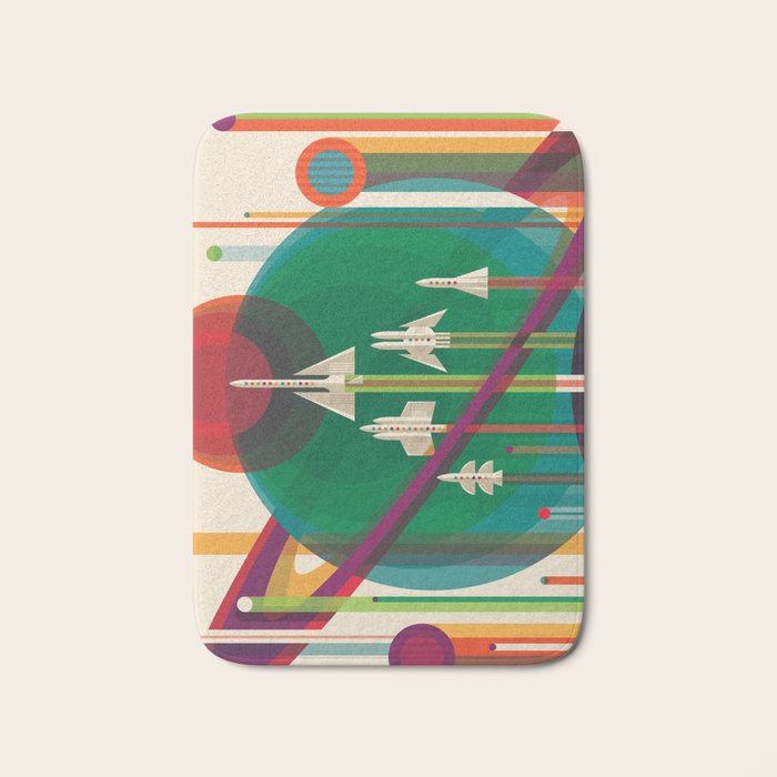Nasa Retro Space Travel Poster The Grand Tour Bath Mat