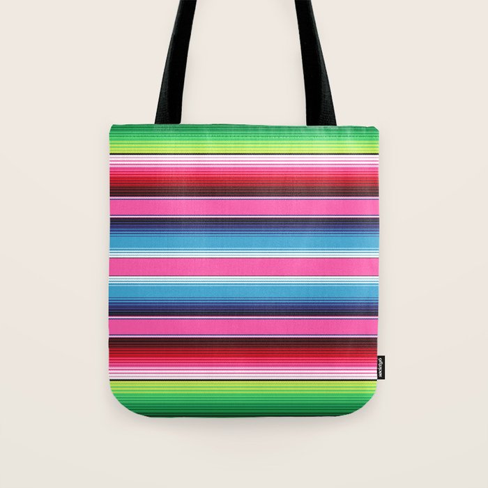 Pink Mexican Serape Blanket Stripes Tote Bag