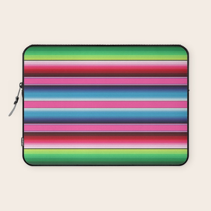 Pink Mexican Serape Blanket Stripes Laptop Sleeve