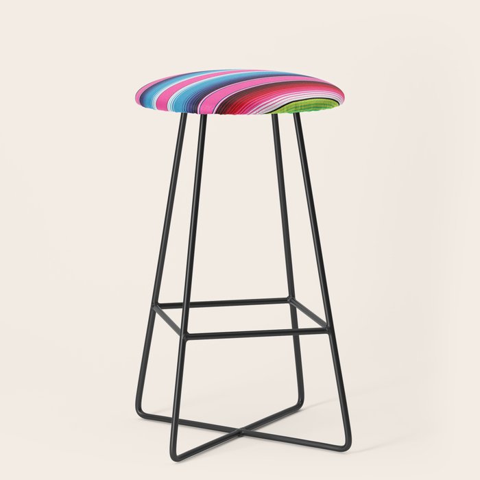 Pink Mexican Serape Blanket Stripes Stool