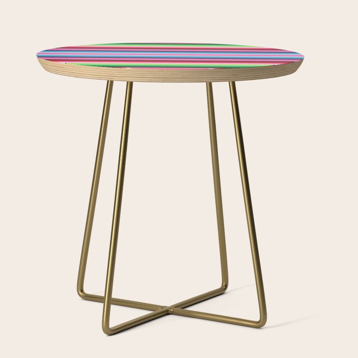 Pink Mexican Serape Blanket Stripes Side Table