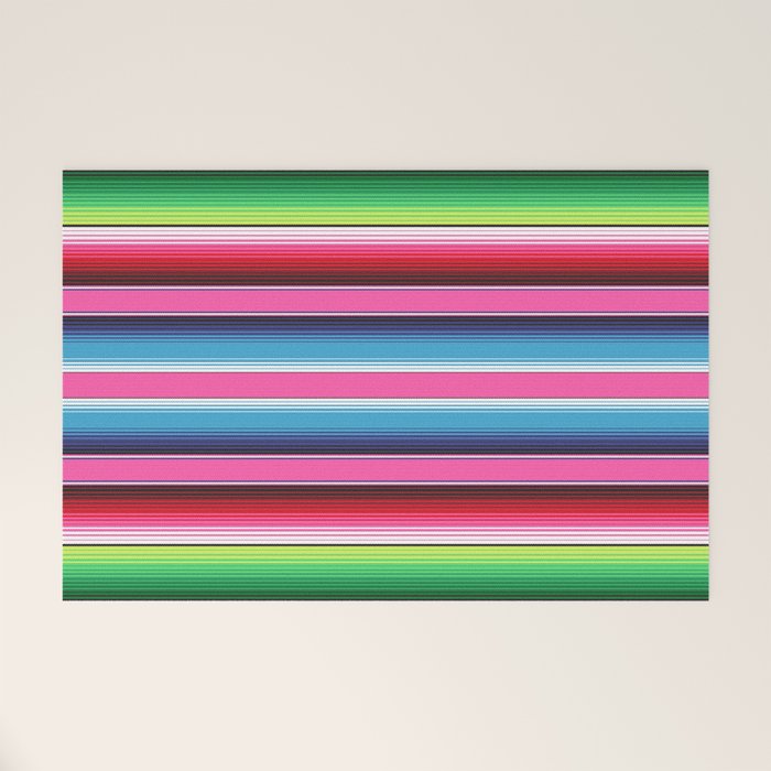 Pink Mexican Serape Blanket Stripes Welcome Mat
