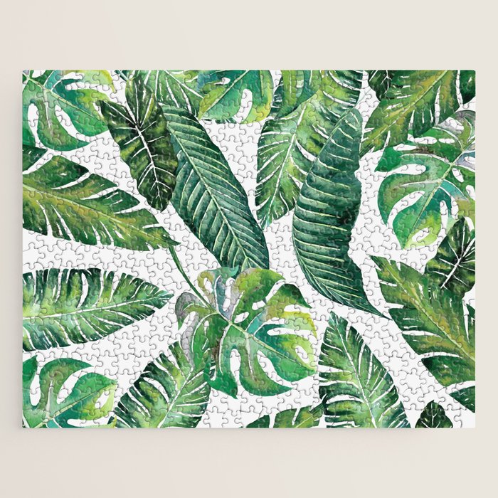 Jungle Leaves, Banana, Monstera #Homestorie Jigsaw Puzzle