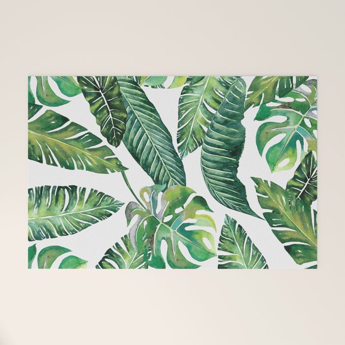 Jungle Leaves, Banana, Monstera #Homestorie Welcome Mat