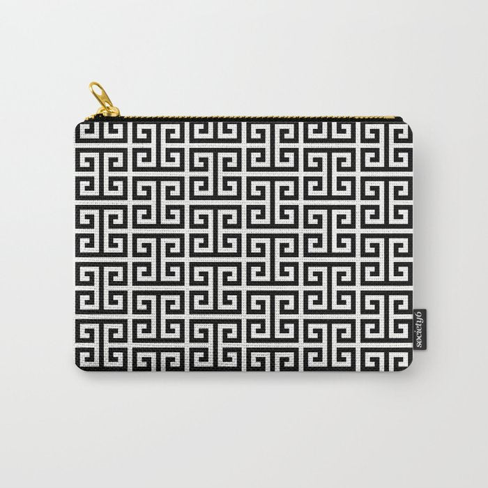Black And White Greek Key Pattern Carry All Pouch