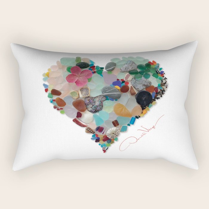 Love -  Sea Glass Heart A Unique Birthday & FatherâS Day Gift Rectangular Pillow