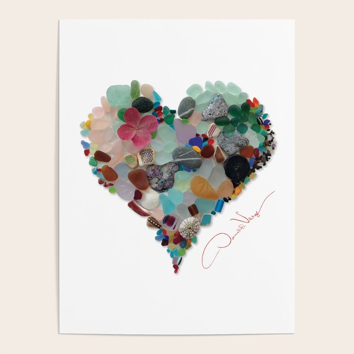 Love -  Sea Glass Heart A Unique Birthday & FatherâS Day Gift Poster