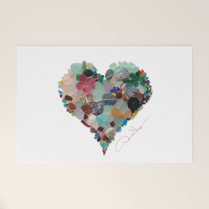 Love -  Sea Glass Heart A Unique Birthday & FatherâS Day Gift Welcome Mat