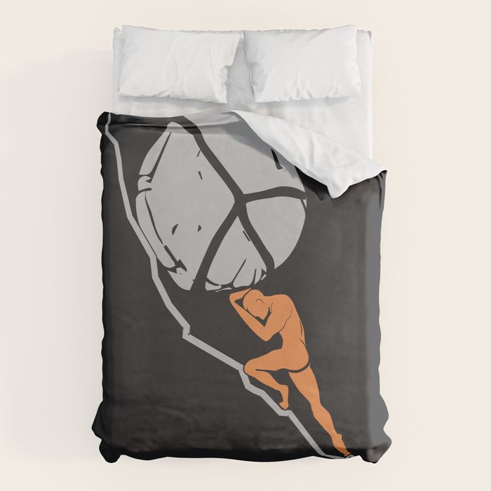 One Must Imagine Sisyphus Happy - Illustration - Albert Camus Quote Duvet Cover