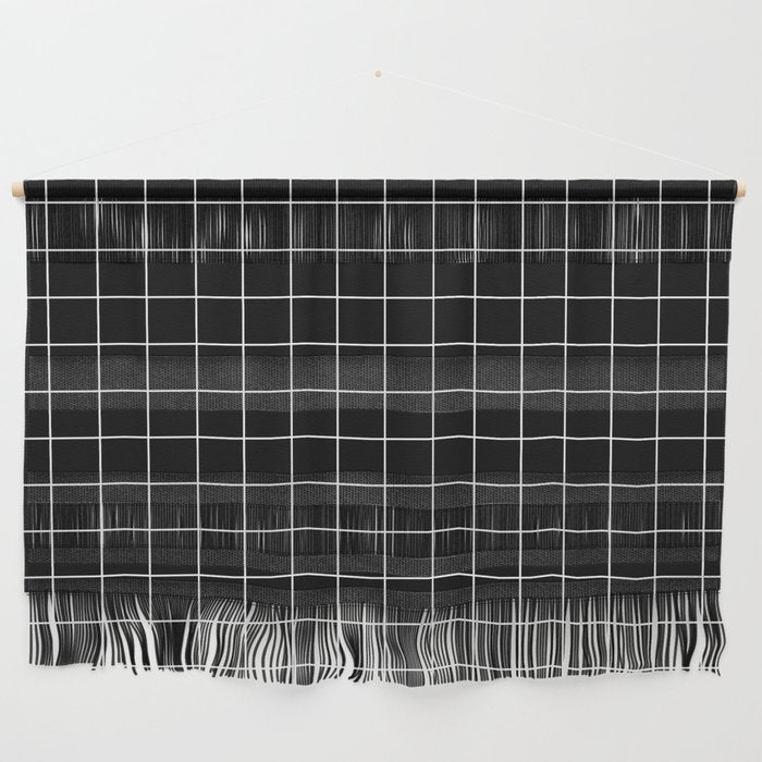 Grid Pattern Line Stripe Black And White Minimalist Geometric Stripes Lines Drawing Wall Hanging