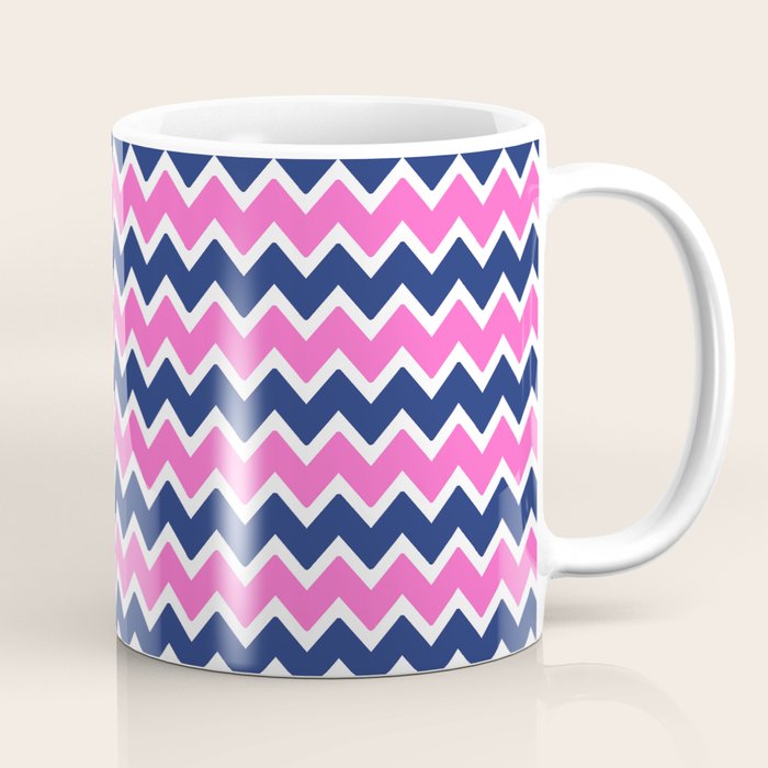 Hot Pink And Navy Blue Chevron Coffee Mug