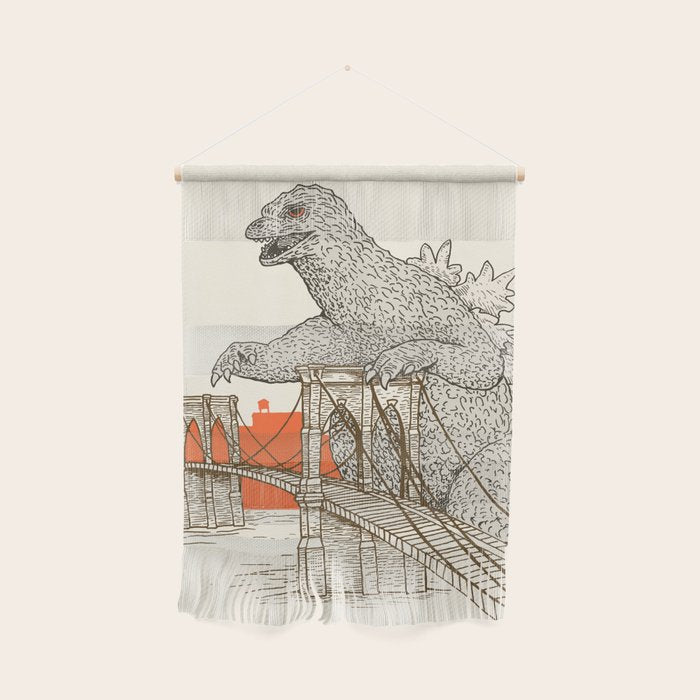 Godzilla Vs. The Brooklyn Bridge Wall Hanging