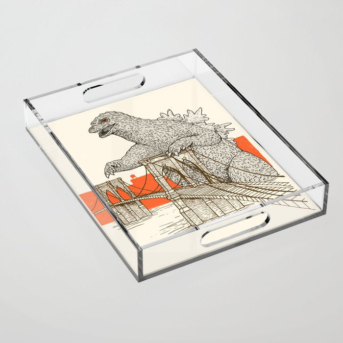 Godzilla Vs. The Brooklyn Bridge Acrylic Tray