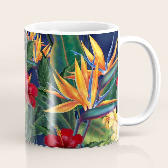 Tropical Paradise Hawaiian Floral Illustration Coffee Mug