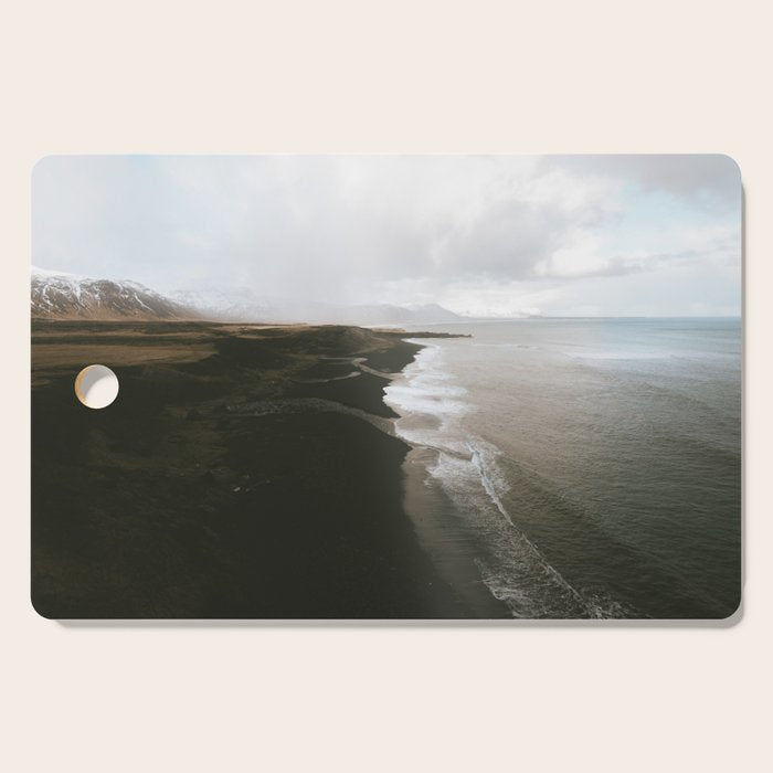 Moody Black Sand Beach In Iceland - Landscape Photography Cutting Board