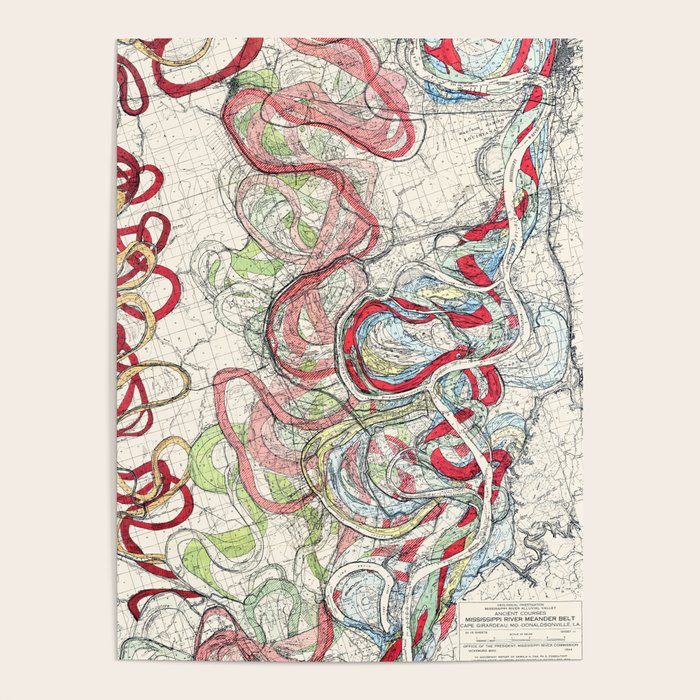 Vintage Map Of The Mississippi River Poster