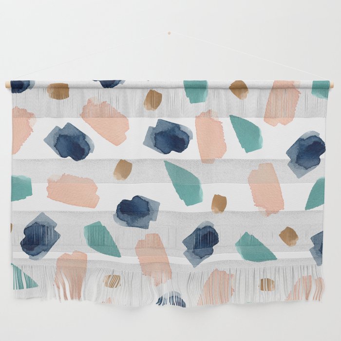 Terrazzo (Turquoise, Navy, Pink & Gold) Wall Hanging