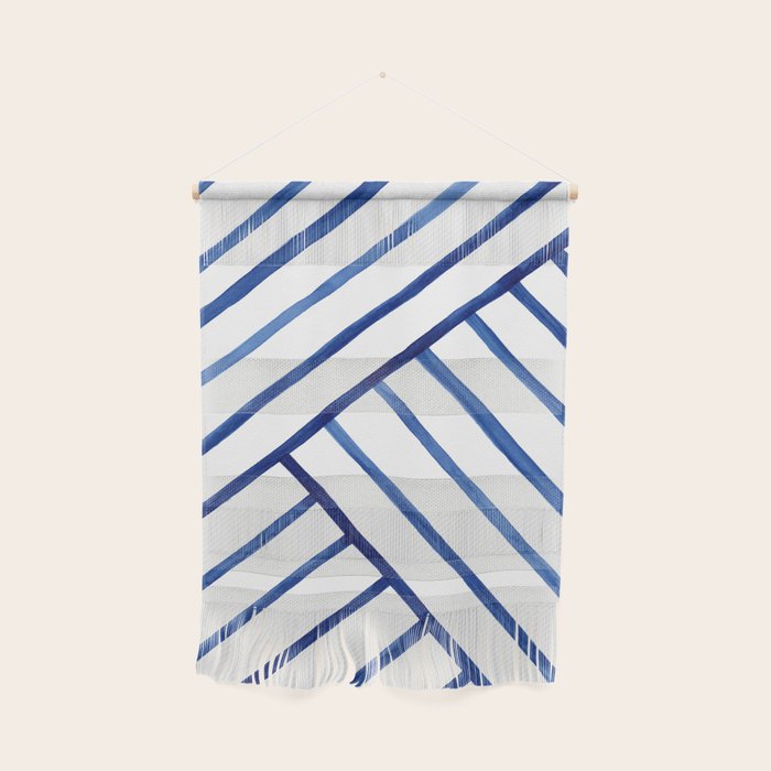 Watercolor Lines Pattern | Navy Blue Wall Hanging
