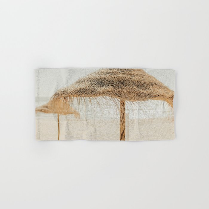 Beach Dreams Iii - Straw Beach Umbrellas Photography By Ingrid Beddoes Bath Towel