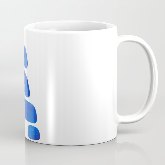 Mid Century Vintage Abstract Minimalist Colorful Pop Art Indigenous Phthalo Blue Pebbles Stacked Coffee Mug