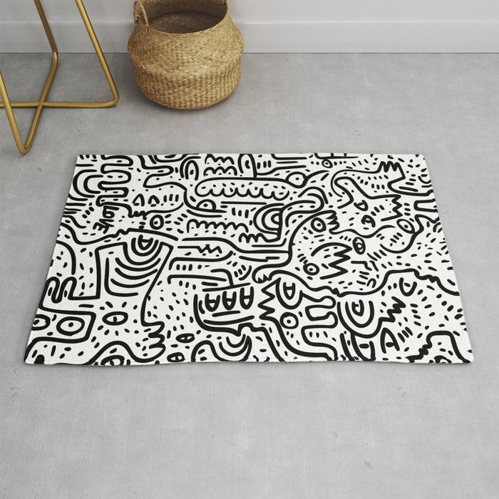 Street Art Graffiti Love Black And White Rug