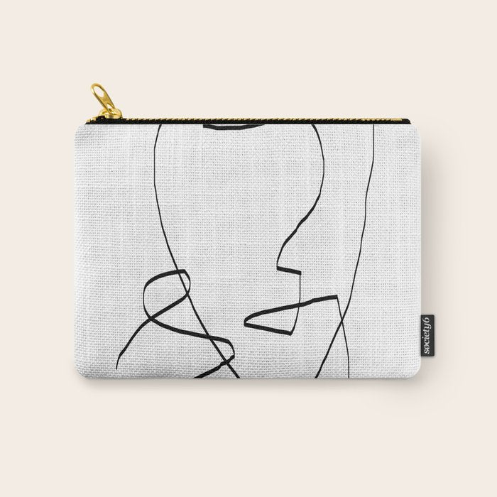 Abstract Head, Minimalist Line Art Carry All Pouch