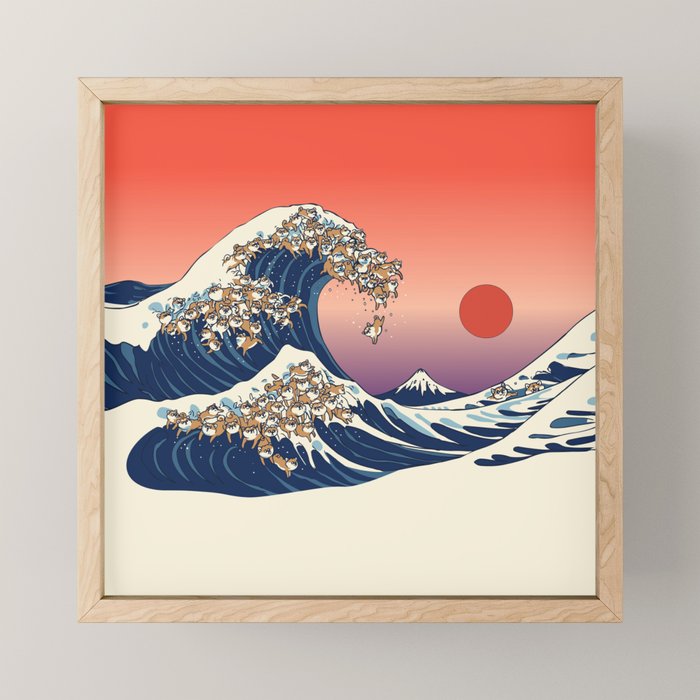 The Great Wave Of Shiba Inu Mini Art Print