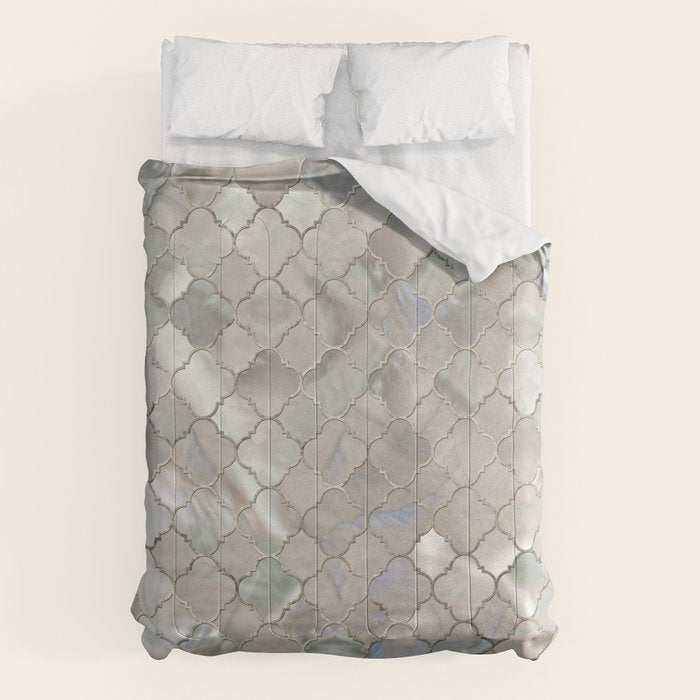 Quatrefoil Moroccan Pattern Mother Of Pearl Comforter