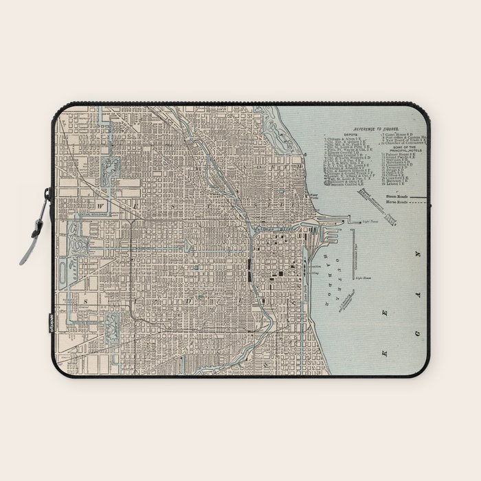 Vintage Map Of Chicago (1893) Laptop Sleeve