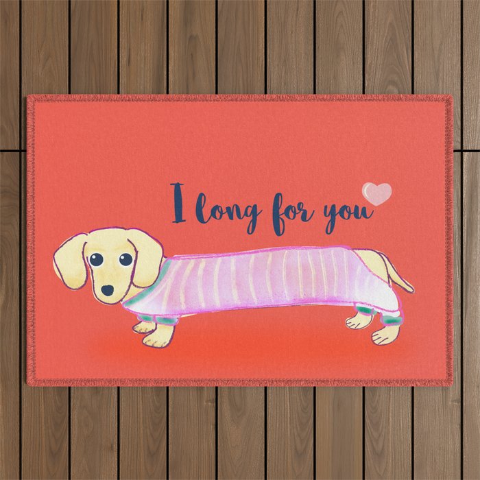 Valentine'S Day Dachshund Dog Outdoor Rug