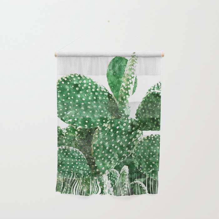Velvet Cactus | Watercolor Botanical Plants | Minimal Boho Scandinavian Painting Wall Hanging