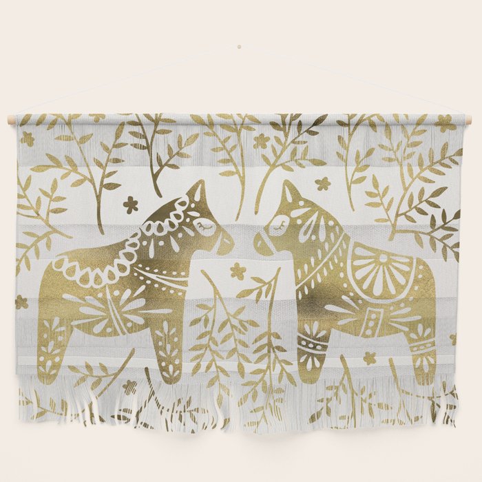 Swedish Dala Horses - Gold Palette Wall Hanging