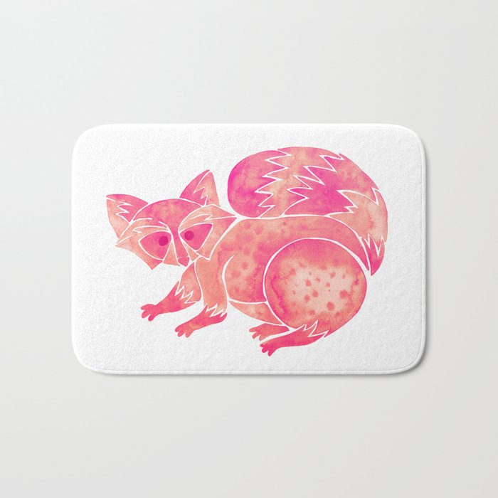 Watercolor Raccoon - Pink Palette Bath Mat